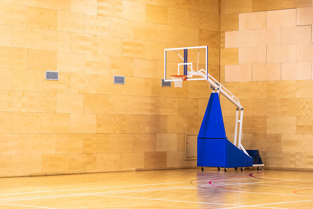 basketball hoop in gym