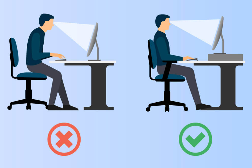 graphic correct and incorrect posture when sitting