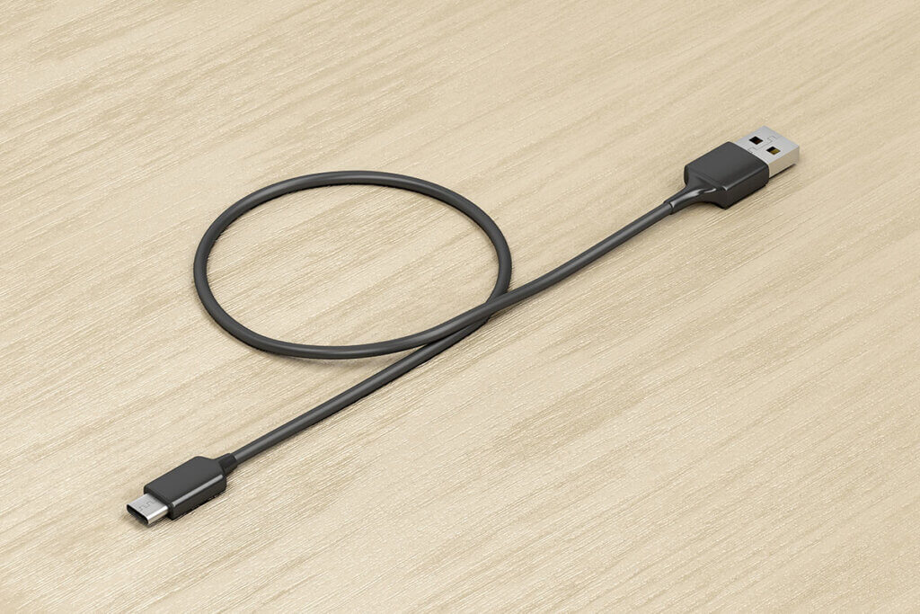 USB cables with USB-A and USB-C plugs