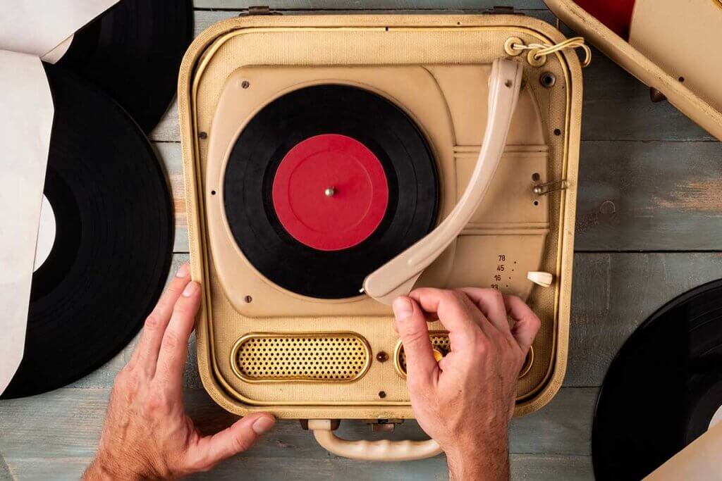 record player case set