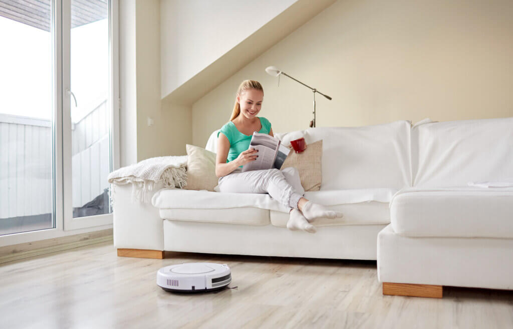 robot vacuum cleaner in use