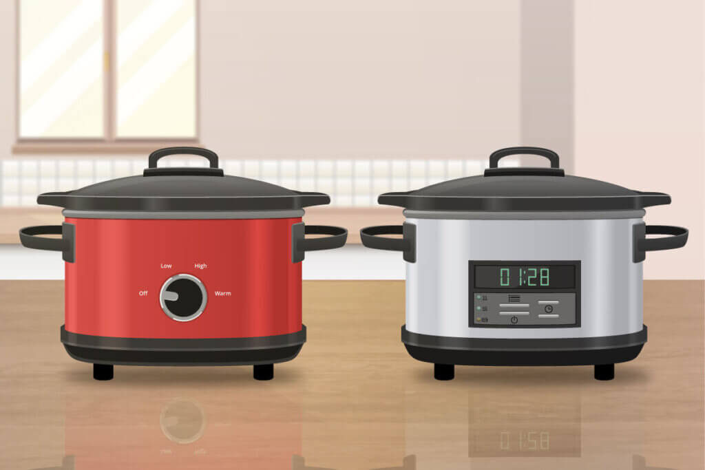 analogue and digital slow-cooker side by side