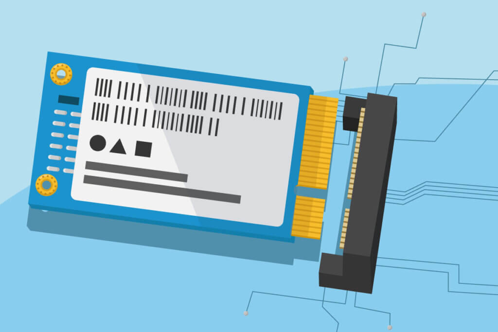 Inserting an mSATA SSD is quite simple: it is inserted at a 30-degree angle into the corresponding receptacle and then pressed down until it clicks into place.
