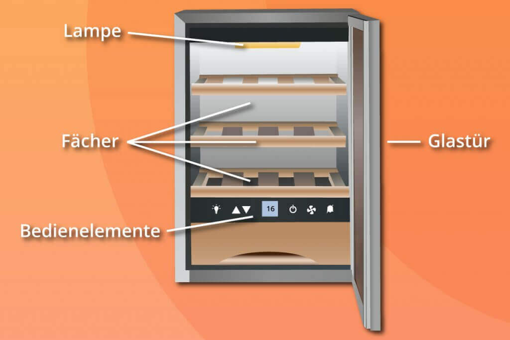 The typical structure of a wine refrigerator.
